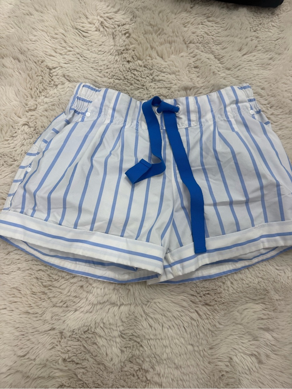 Striped Blue & White Women's lululemon Drawstring Shorts